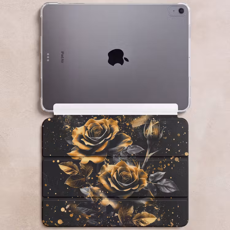 iPad hoes - Rozen - Goud - Zwart - Bloemen - Modern — 6