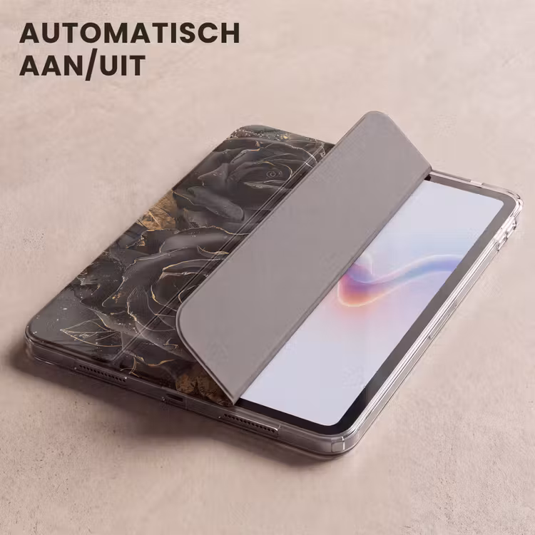 iPad hoes - Rozen - Zwart - Bloemen - Goud — 5