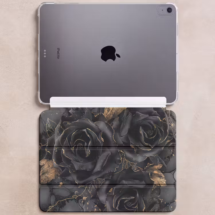iPad hoes - Rozen - Zwart - Bloemen - Goud — 6