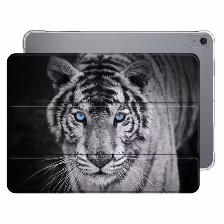 iPad hoes - Tijger - Dier - Zwart - Blauw - Modern — 1