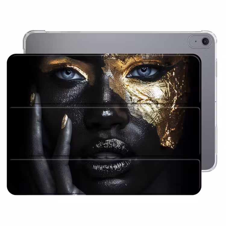 iPad hoes - Vrouw - Goud - Portret - Modern - Zwart - Abstract — 1
