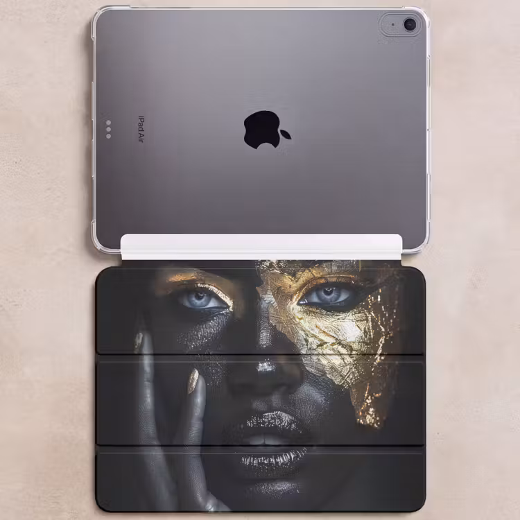 iPad hoes - Vrouw - Goud - Portret - Modern - Zwart - Abstract — 6