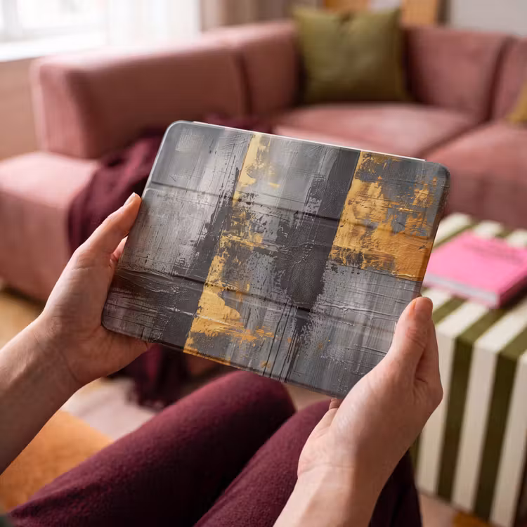 iPad hoes - Modern - Goud - Grijs - Patroon — 4