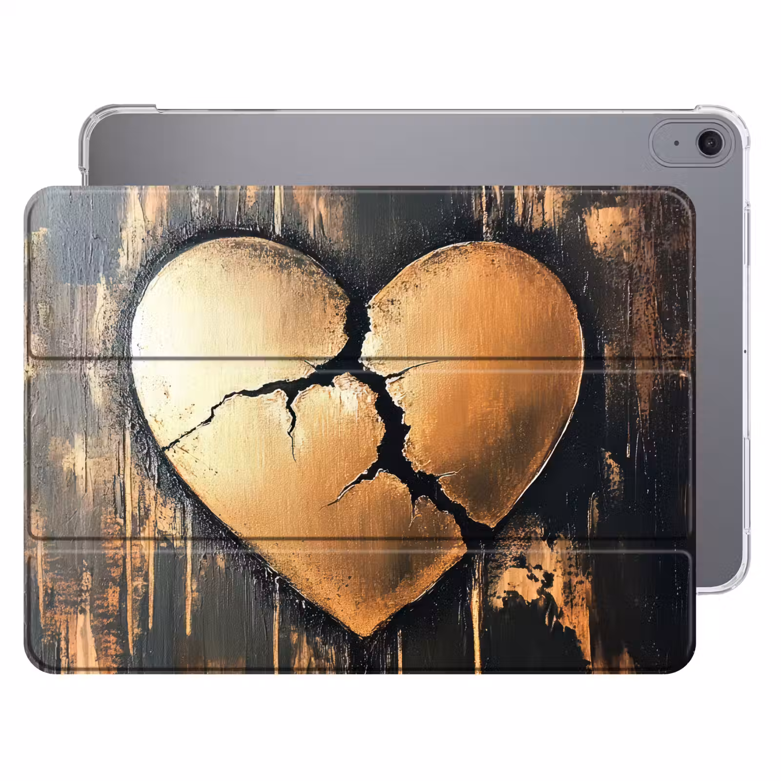 iPad hoes - Gebroken hart - Goud - Houtlook - Liefde — 1