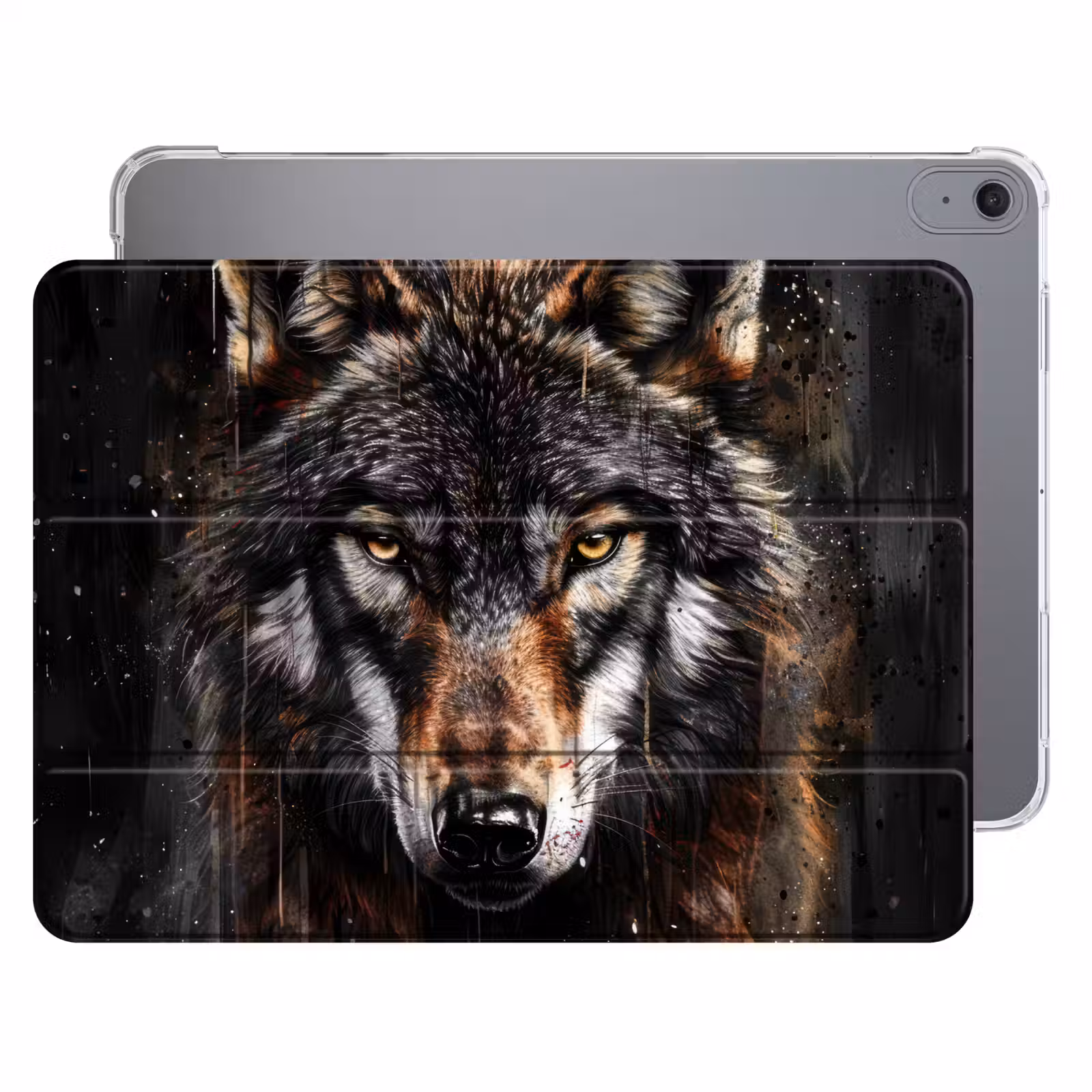 iPad hoes - Dieren - Wolf - Portret - Zwart - Bruin — 1