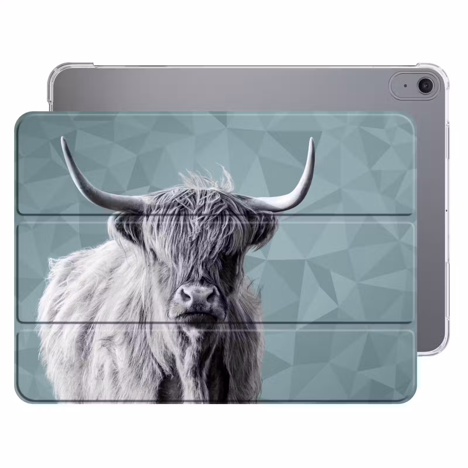 iPad hoes - Schotse hooglander - Zwart wit - Patroon - Driehoek — 1