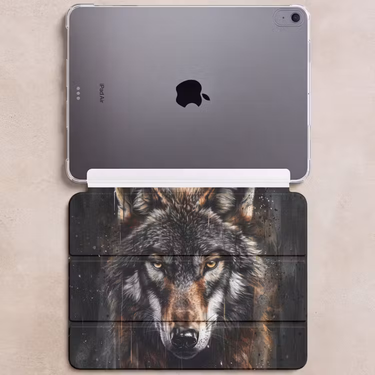 iPad hoes - Dieren - Wolf - Portret - Zwart - Bruin — 6