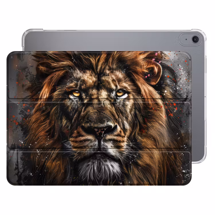 iPad hoes - Leeuw - Dieren - Portret - Zwart - Luxe — 1