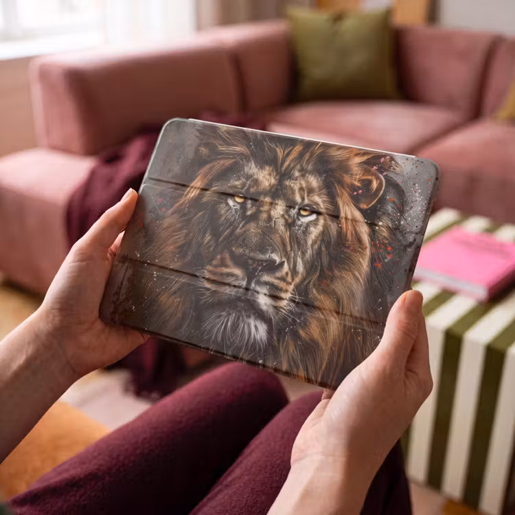 iPad hoes - Leeuw - Dieren - Portret - Zwart - Luxe — 4