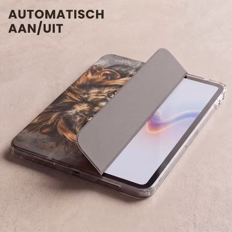 iPad hoes - Leeuw - Dieren - Portret - Zwart - Luxe — 5