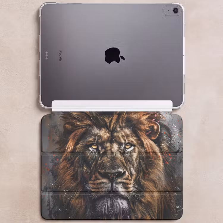 iPad hoes - Leeuw - Dieren - Portret - Zwart - Luxe — 6
