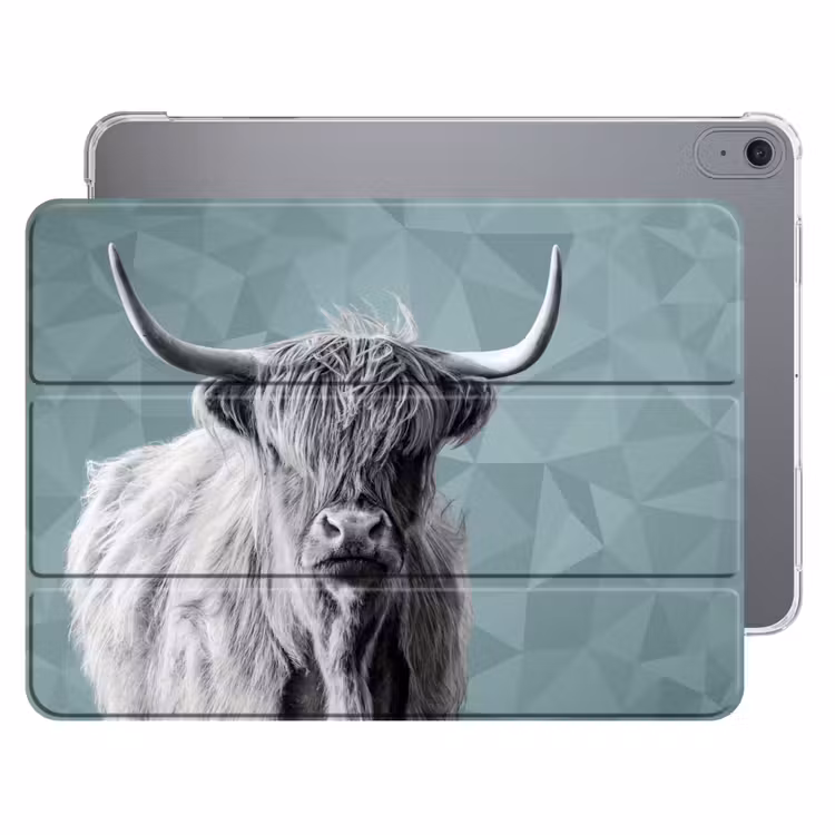 iPad hoes - Schotse hooglander - Zwart wit - Patroon - Driehoek — 1