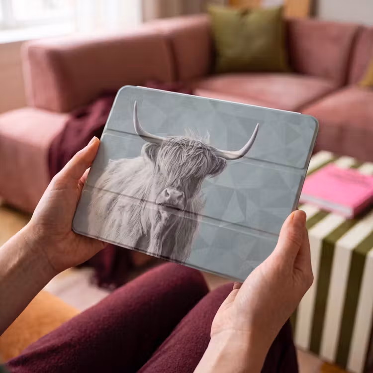 iPad hoes - Schotse hooglander - Zwart wit - Patroon - Driehoek — 4
