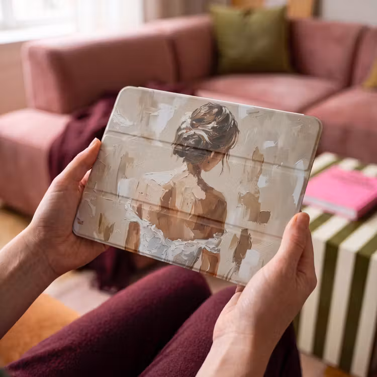 iPad hoes - Vrouw - Verf - Abstract - Beige - Modern — 4