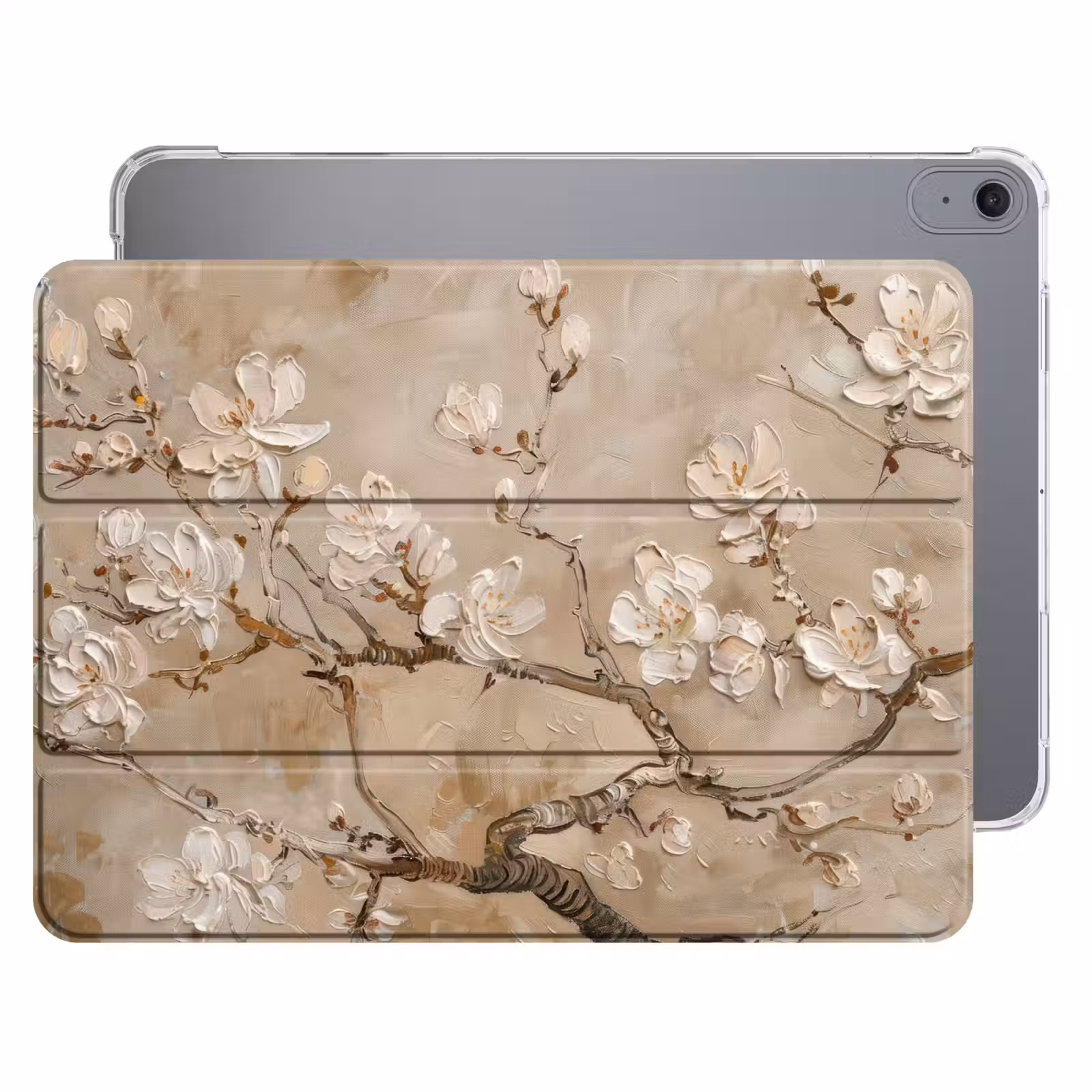 iPad hoes - Bloemen - Modern - Beige - Wit - Bloesem — 1