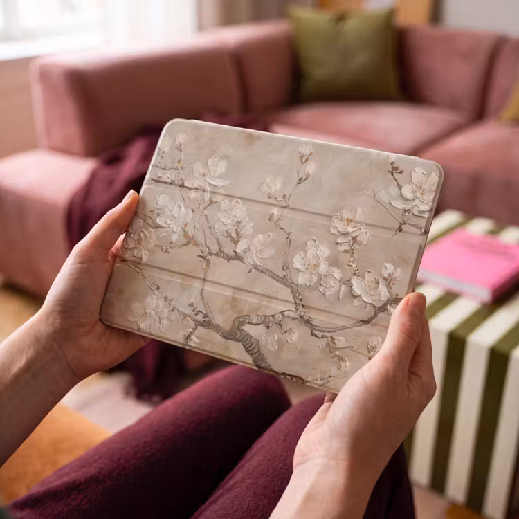 iPad hoes - Bloemen - Modern - Beige - Wit - Bloesem — 4