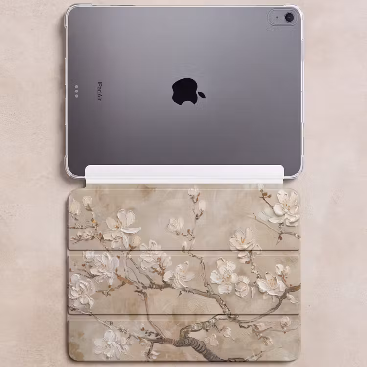iPad hoes - Bloemen - Modern - Beige - Wit - Bloesem — 6