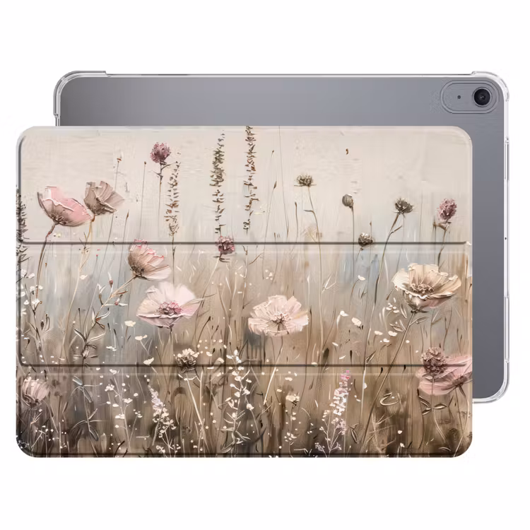 iPad hoes - Bloemen - Roze - Modern - Beige — 1