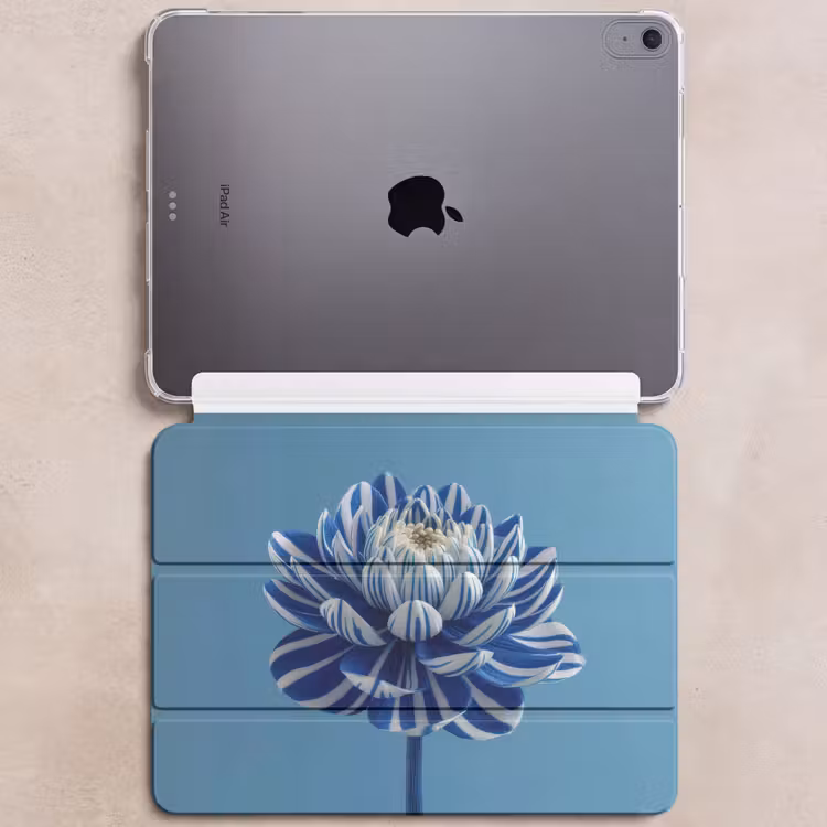 iPad hoes - Bloem - Blauw - Bloemblaadjes - Streepjes — 6