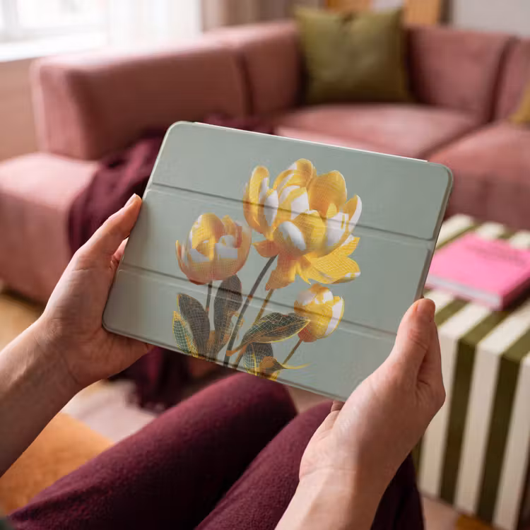iPad hoes - Bloemen - Geel - Bladeren - Structuur — 4