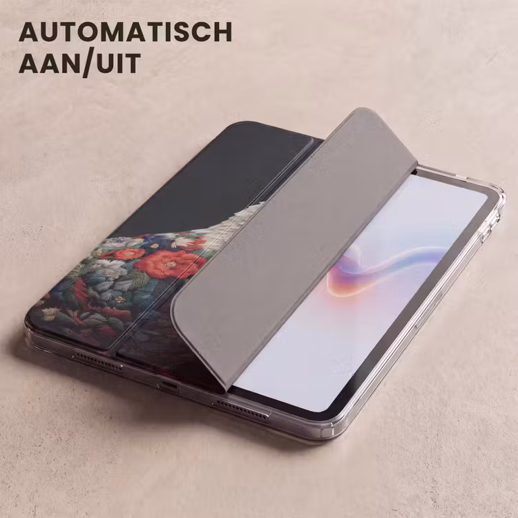 iPad hoes - Duif - Bloemen - Wit - Zwart — 5