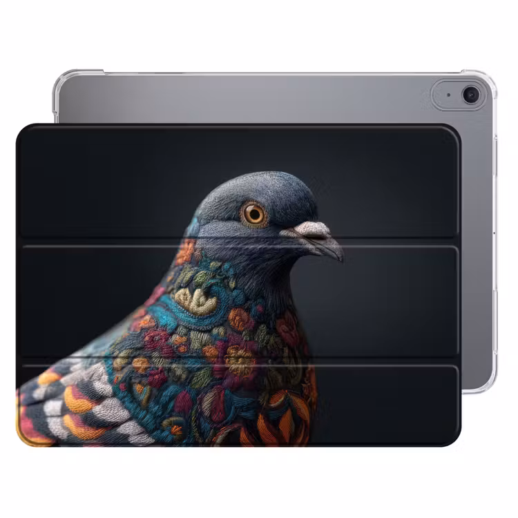iPad hoes - Duif - Bloemen - Zwart — 1