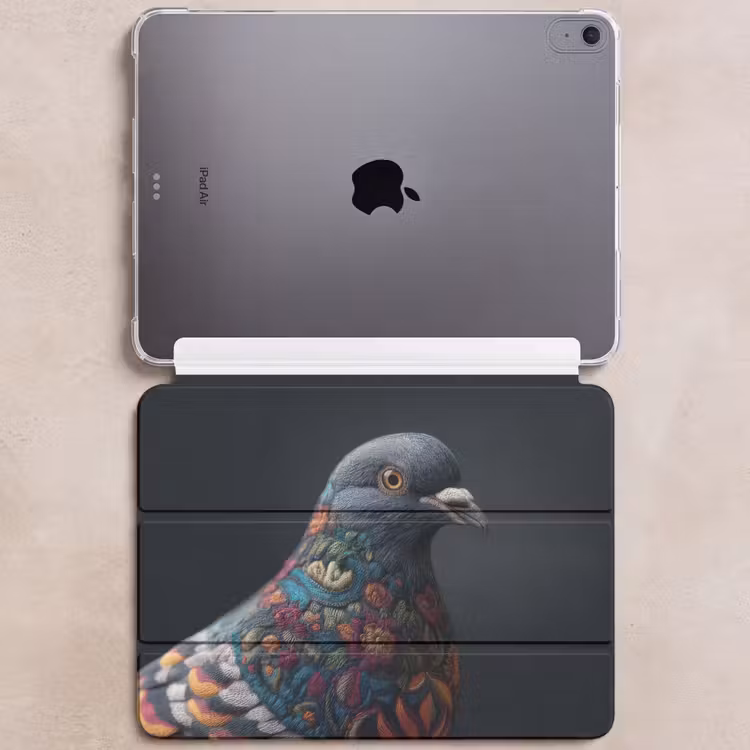 iPad hoes - Duif - Bloemen - Zwart — 6