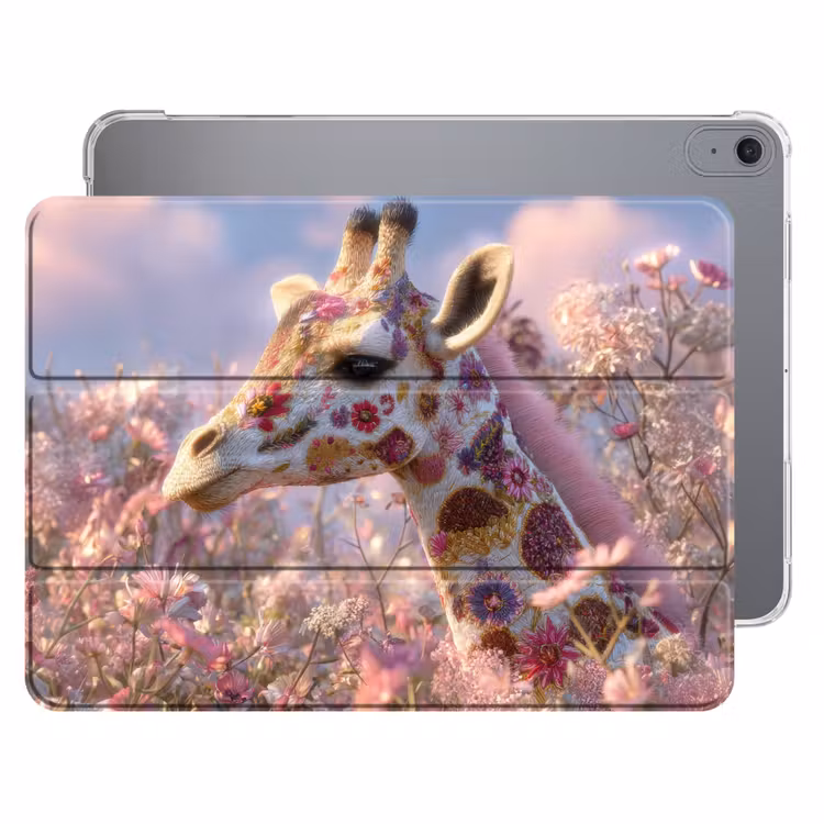 iPad hoes - Giraffe - Bloemen - Roze — 1