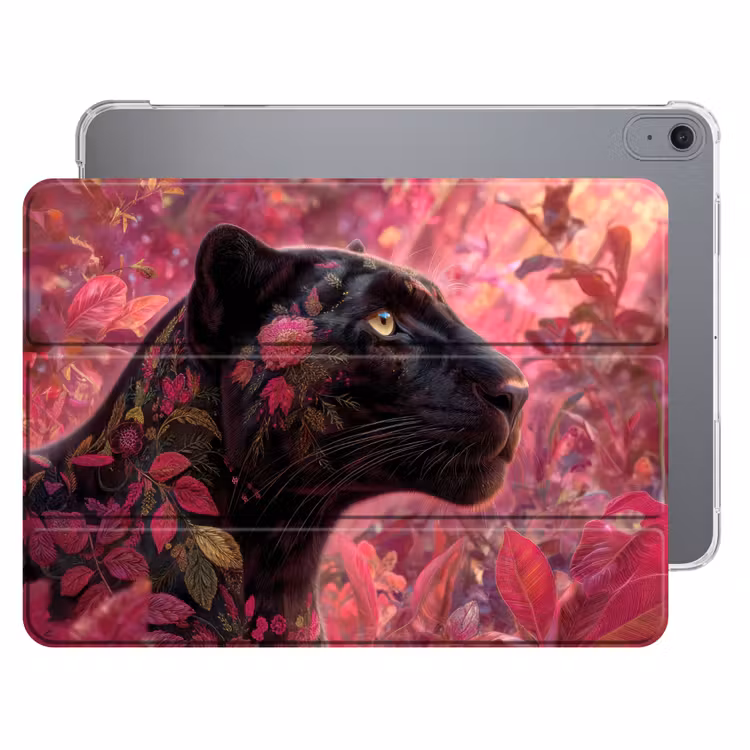 iPad hoes - Luipaard - Bloemen - Roze — 1
