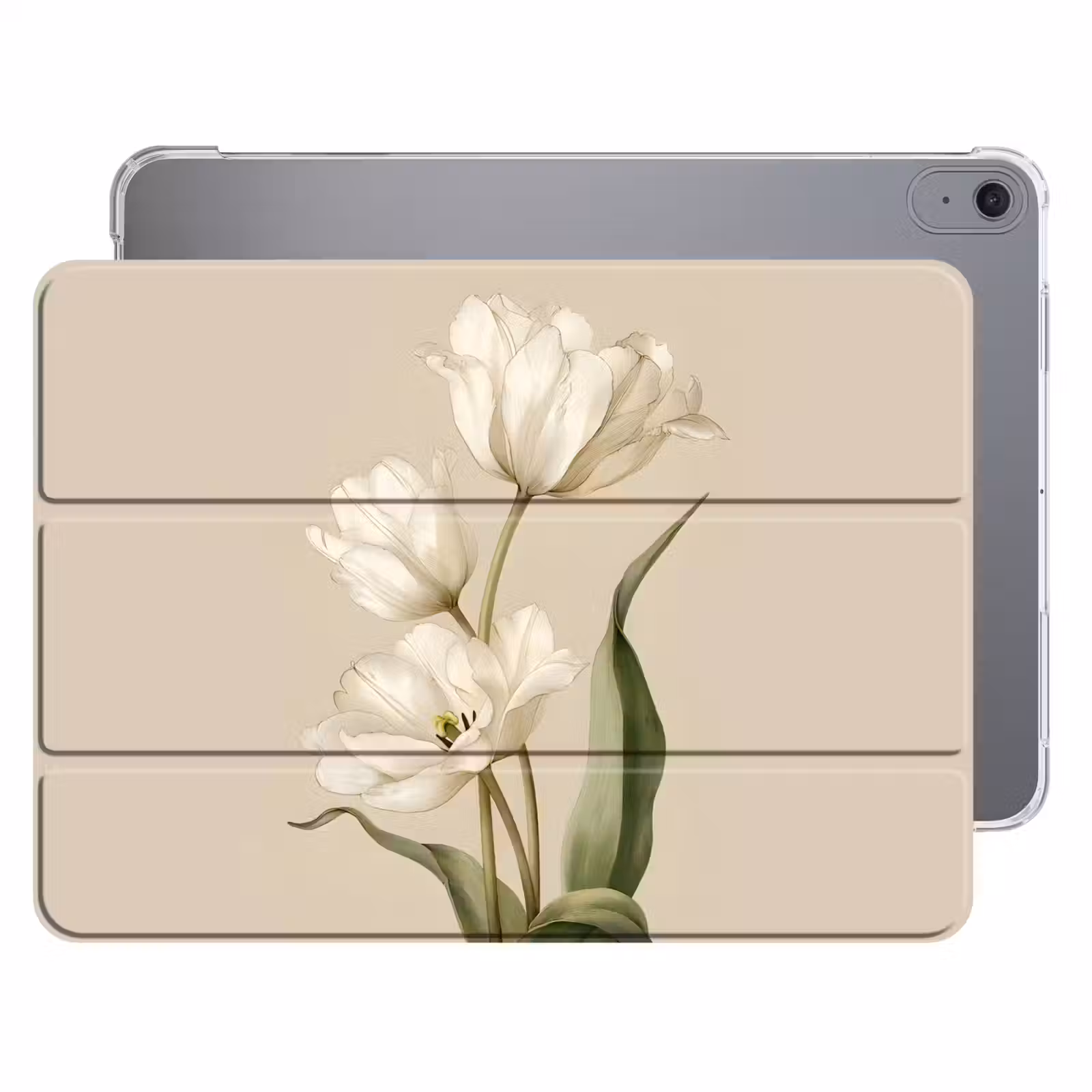 iPad hoes - Tulpen - Wit - Bladeren — 1