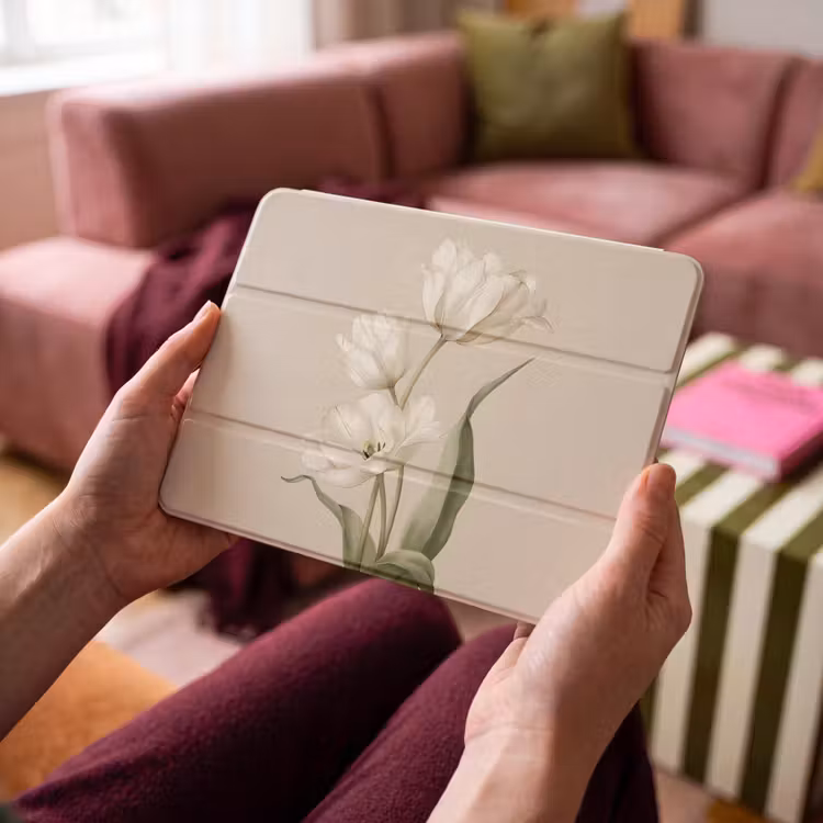 iPad hoes - Tulpen - Wit - Bladeren — 4