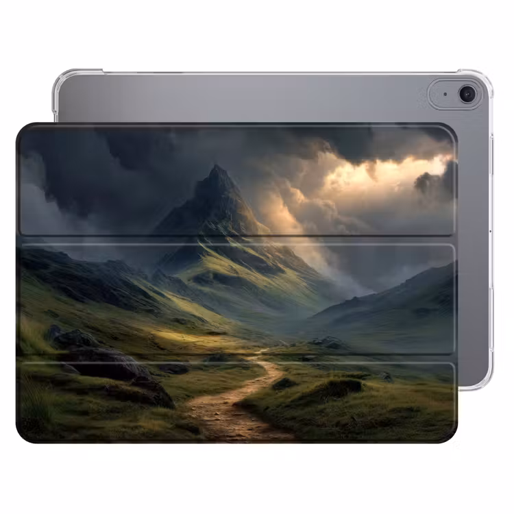 iPad hoes - Bergen - Kronkelpad - Groen - Wolken — 1