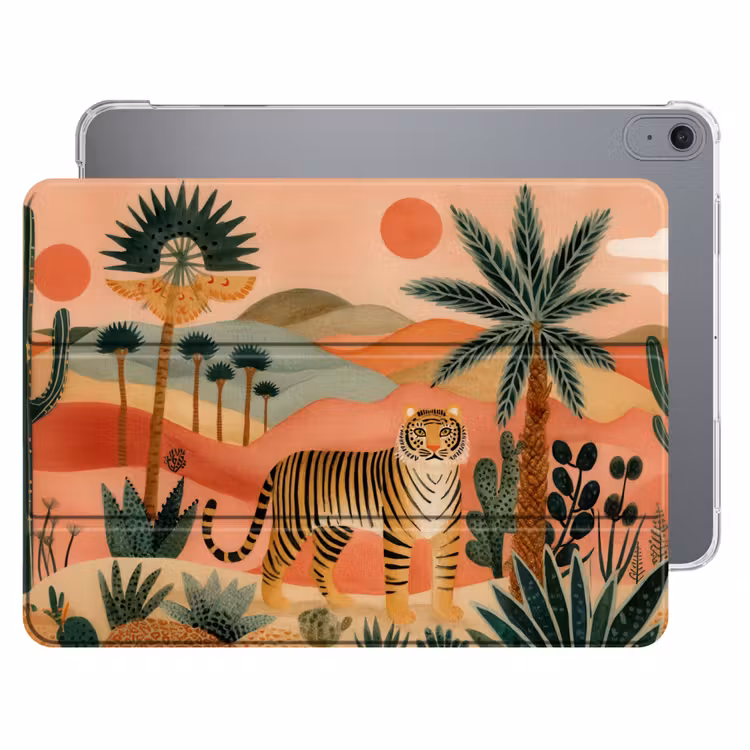 iPad hoes - Tijger - Palmen - Cactus - Oranje — 1