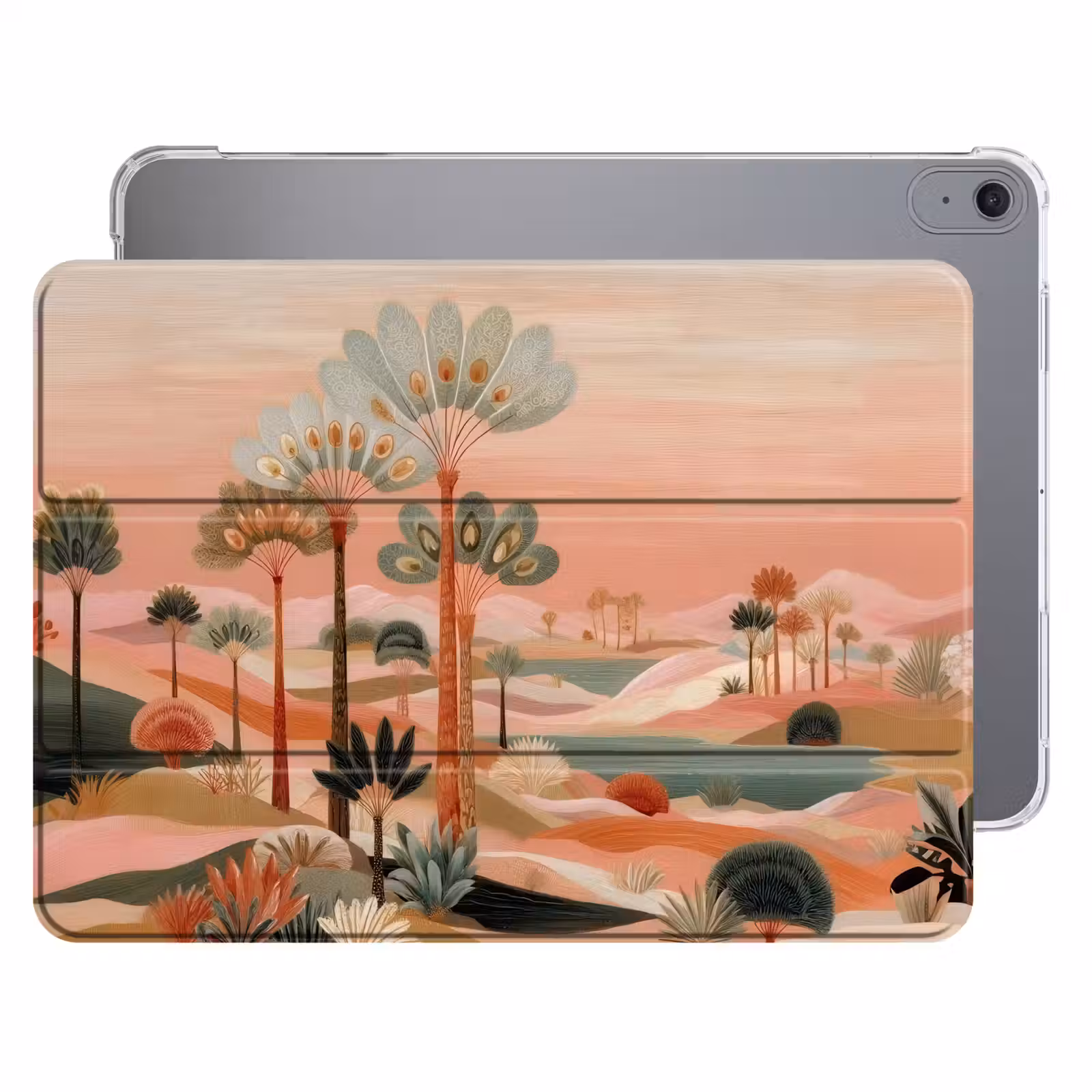 iPad hoes - Roze landschap - Palmen - Water — 1