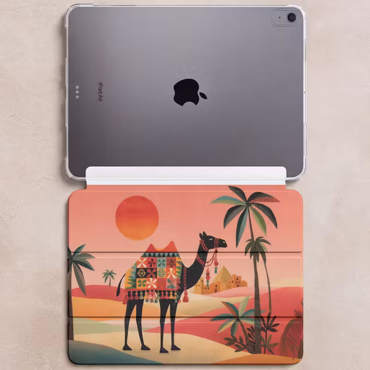iPad hoes - Kameel - Gekleurd tapijt - Duinen - Rode zon — 6