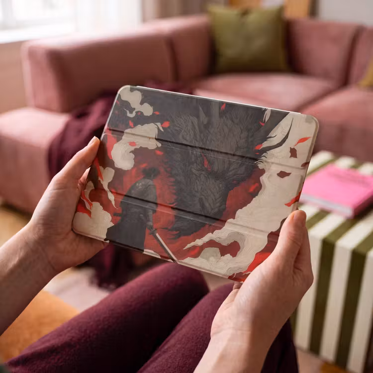 iPad hoes - Krijger - Draak - Zwart - Rood - Rook — 4