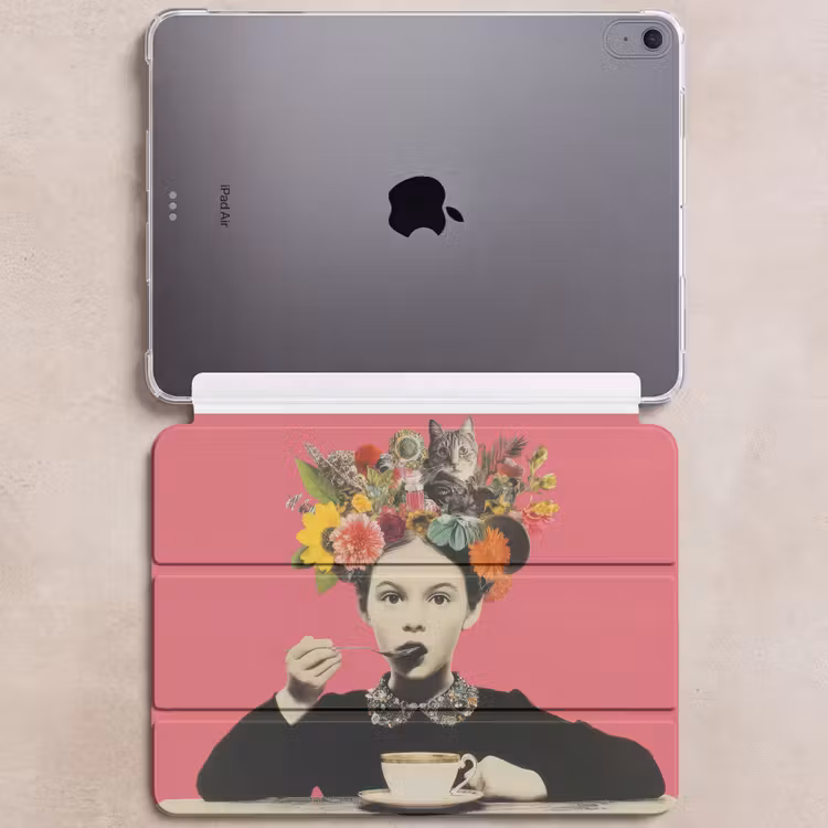 iPad hoes - Meisje - Kopje - Bloemen - Roze — 6