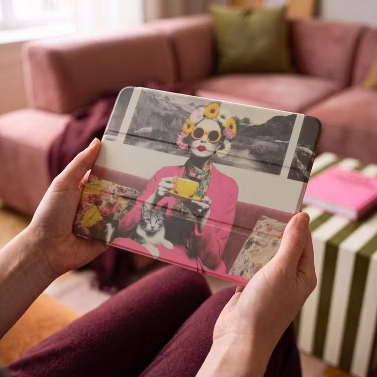 iPad hoes - Vrouw - Kat - Bloemen - Kopje - Retro — 4