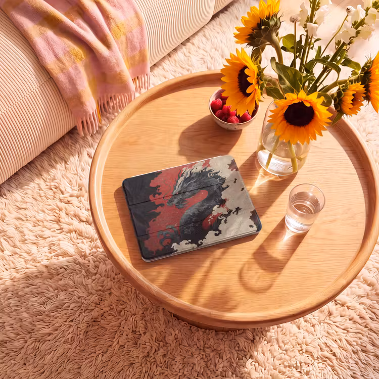 iPad hoes - Zwarte draak - Rookwolken - Rood — 2