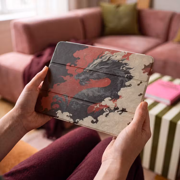 iPad hoes - Zwarte draak - Rookwolken - Rood — 4