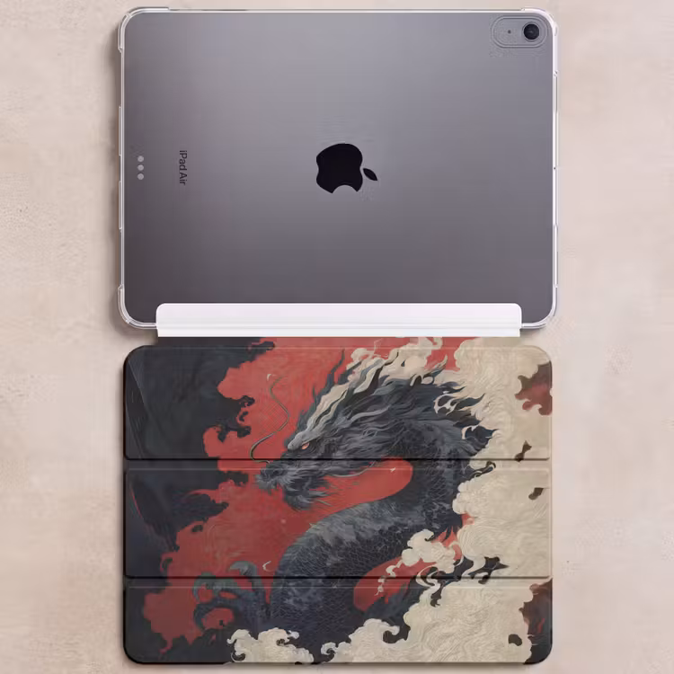 iPad hoes - Zwarte draak - Rookwolken - Rood — 6