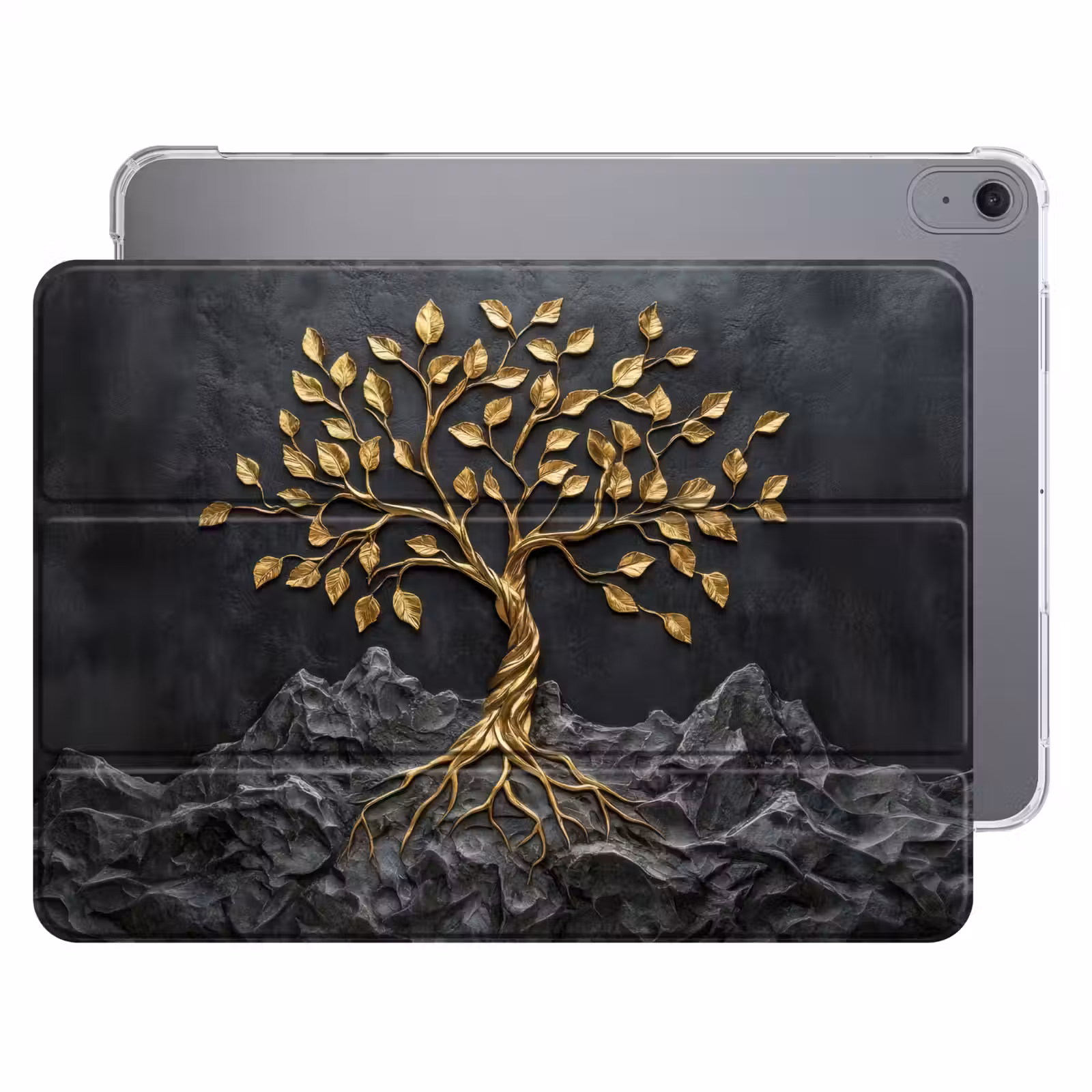 iPad hoes - Bladeren - Goud - Boom - Rots — 1