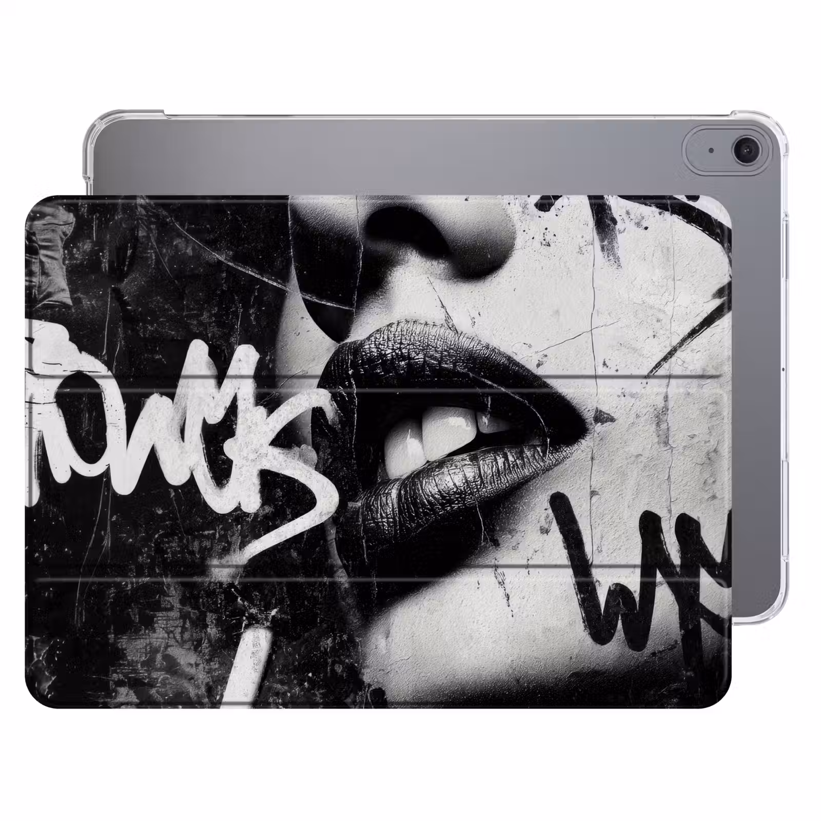 iPad hoes - Gezicht - Mond - Graffiti - Zwart — 1