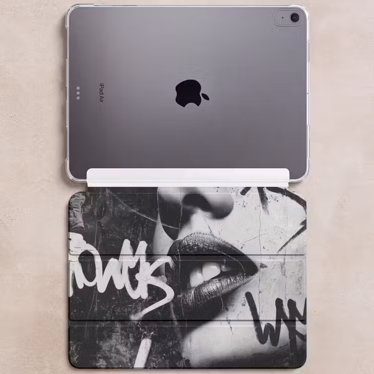 iPad hoes - Gezicht - Mond - Graffiti - Zwart — 6