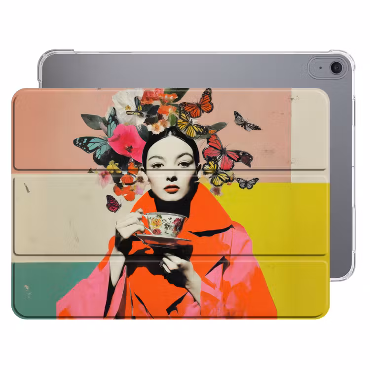 iPad hoes - Retro - Vrouw - Kopje - Vlinders — 1