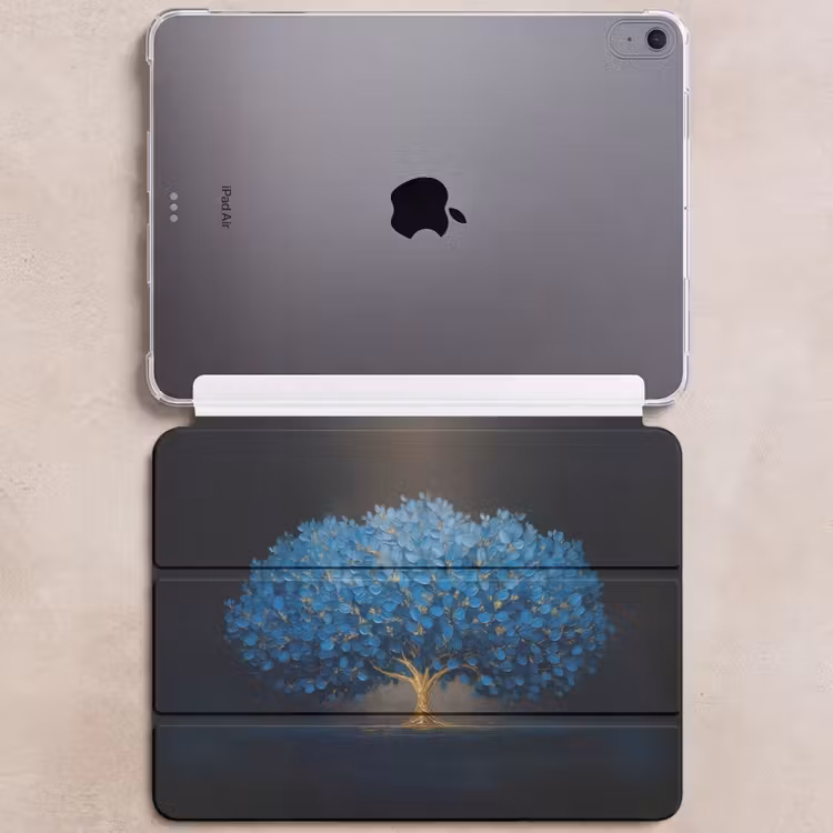 iPad hoes - Boom - Blauw - Bladeren - Penseelstreken — 6