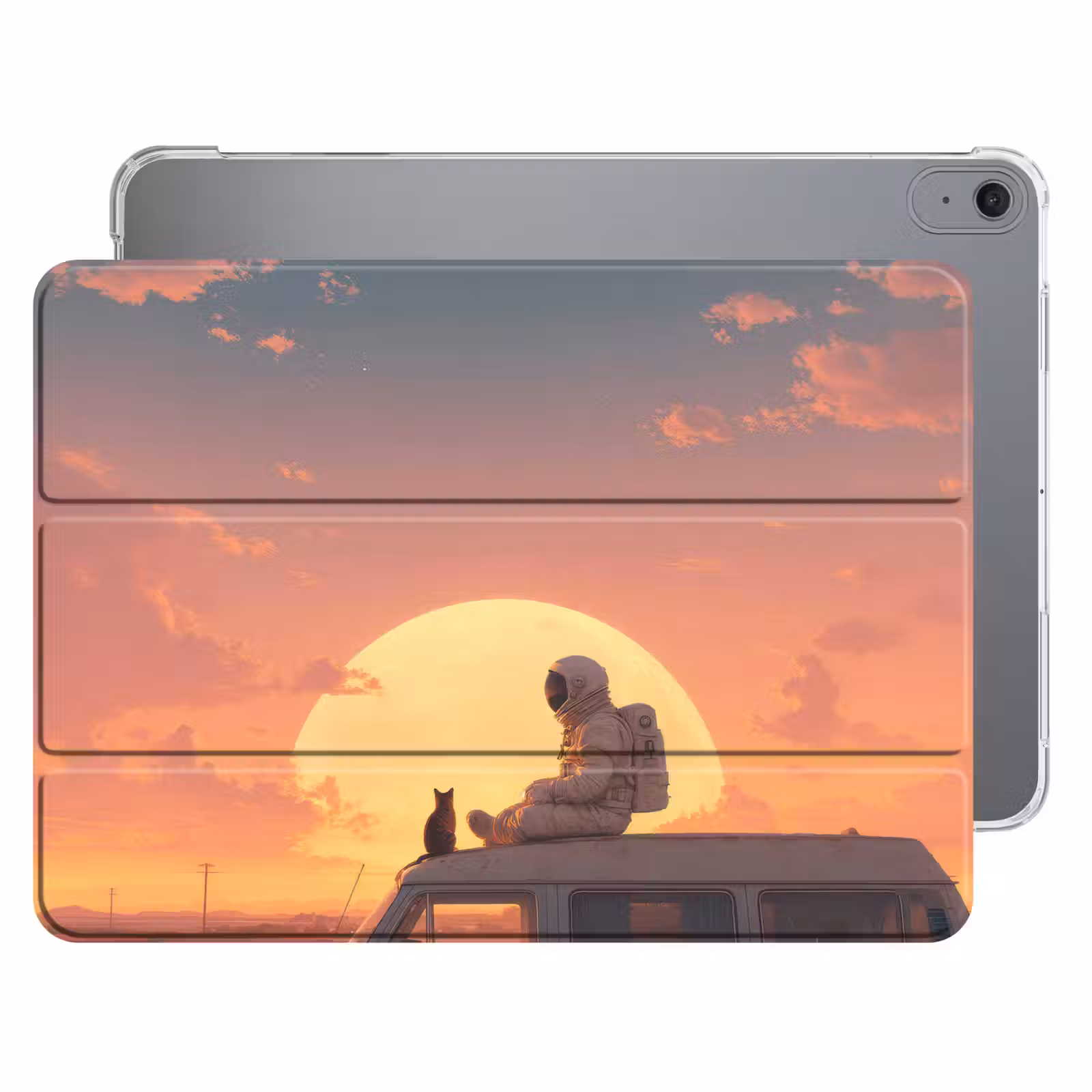 iPad hoes - Busje - Kat - Zonsondergang - Oranje — 1