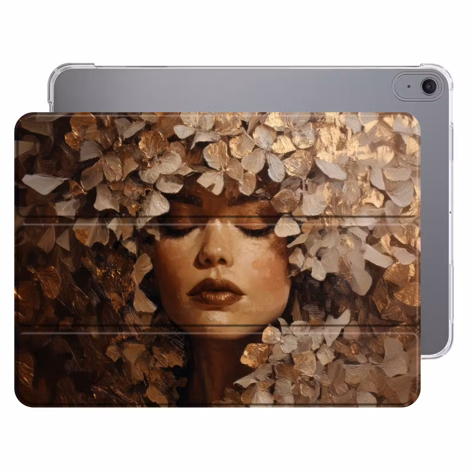 iPad hoes - Gezicht - Vrouwe - Bladeren - Penseelstreken — 1