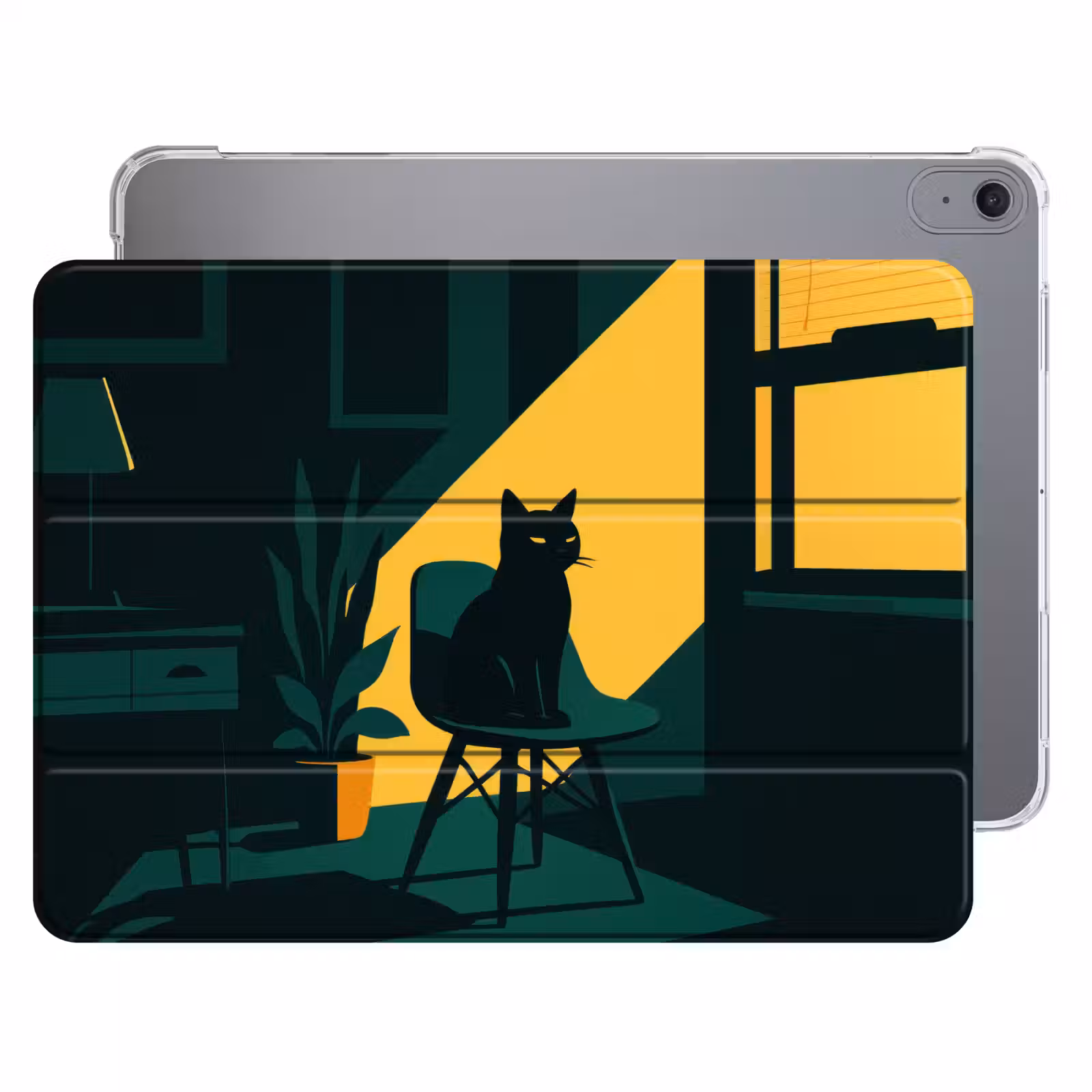 iPad hoes - Zwarte kat - Mysterieus - Gele instraal — 1