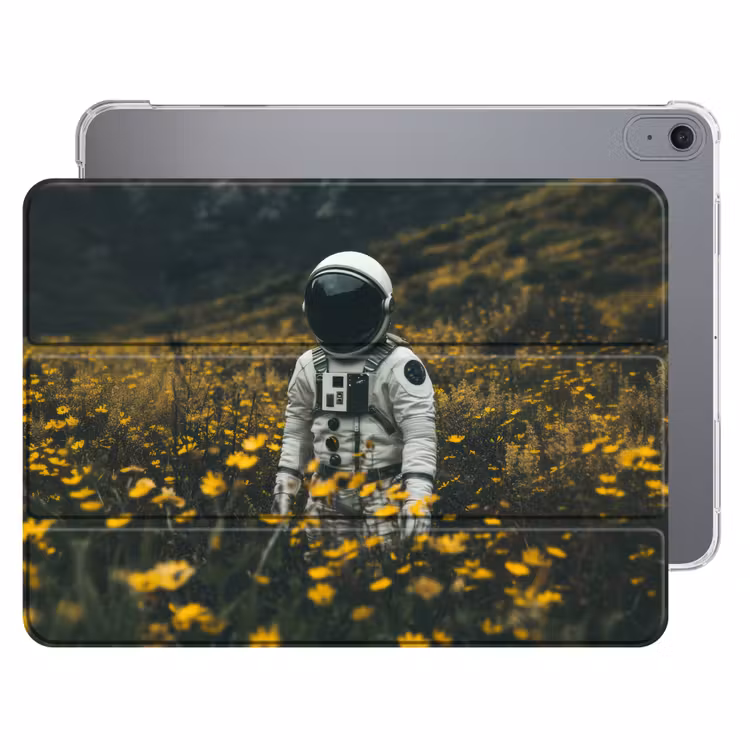 iPad hoes - Astronaut - Bloemen - Veld - Geel — 1
